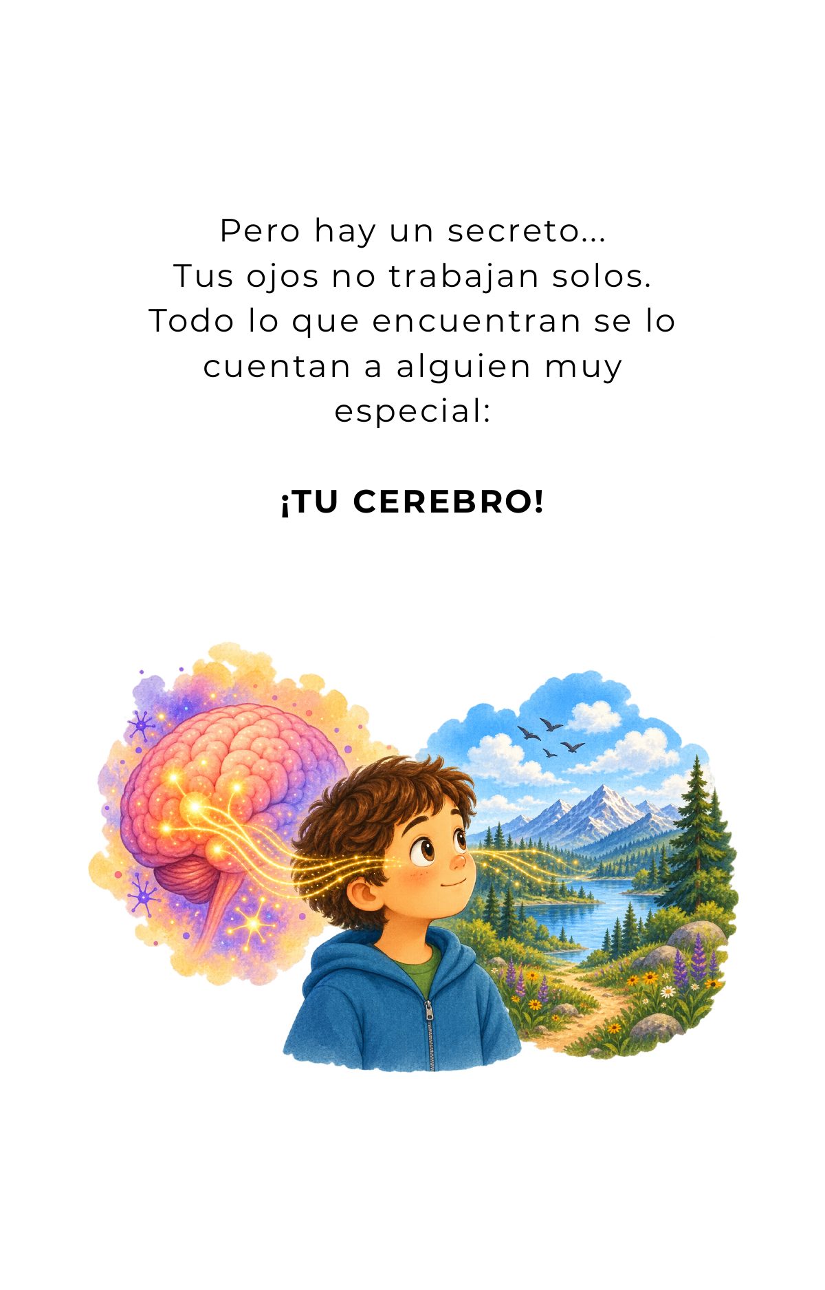 Pero hay un secreto… Tus ojos no trabajan solos. Todo lo que encuentran se lo cuentan a alguien muy especial: ¡tu cerebro!